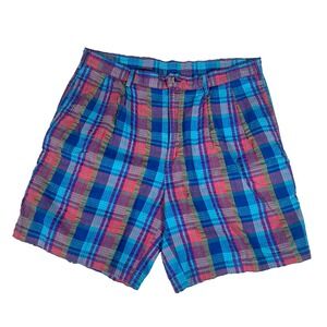 Vintage Woolrich Shorts Mens Sz 36 Madras‎ Plaid Purple Pink Blue SeerSucker